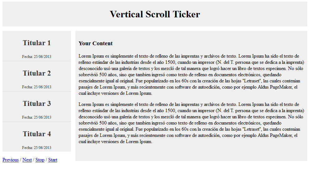 vertical scroll ticker