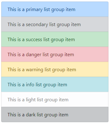 Fondos y colores en lista desordenada Bootstrap 4